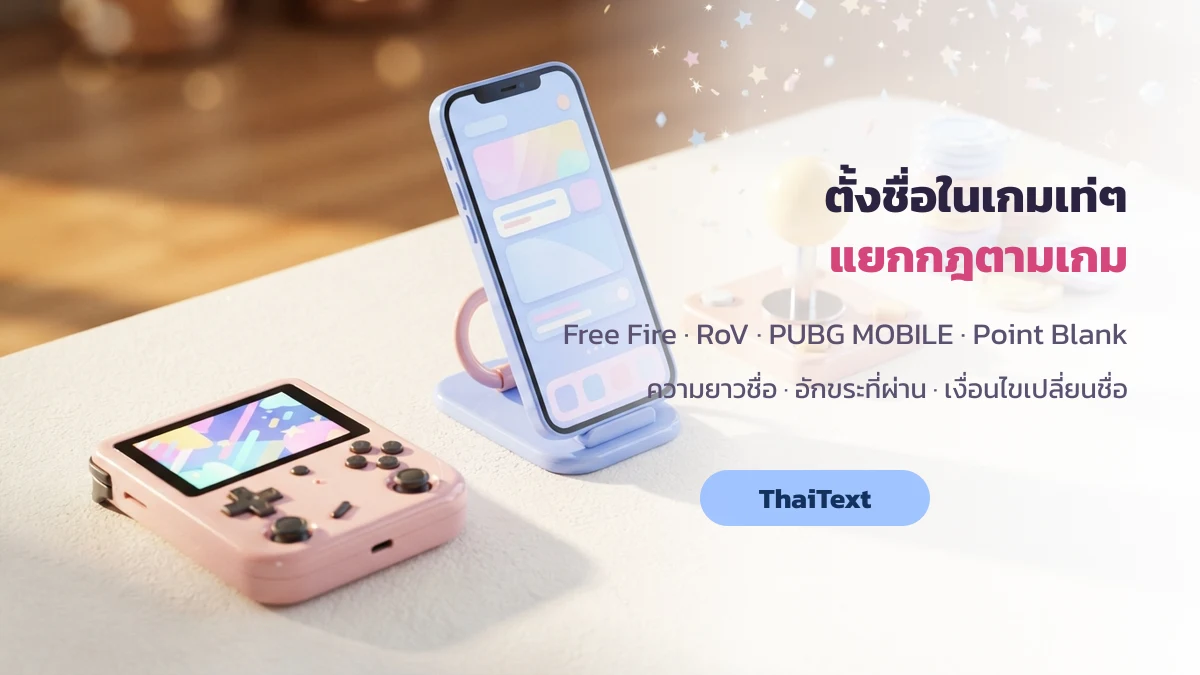 ตั้งชื่อในเกมเท่ๆ อักษรพิเศษ แยกกฎตามเกม Free Fire RoV PUBG Point Blank