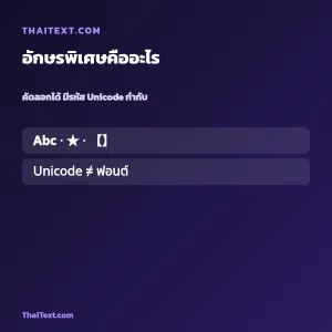 อักษรพิเศษคืออะไร — Unicode กับฟอนต์ต่างกันอย่างไร ชื่อพร้อมคัดลอก
