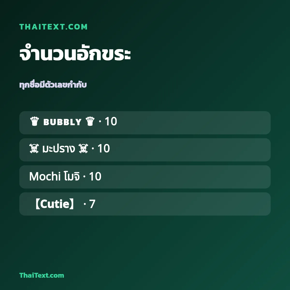 ตัวอย่างชื่อพร้อมจำนวนอักขระ — Roblox